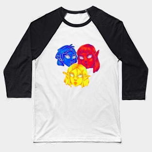 three faces Baseball T-Shirt